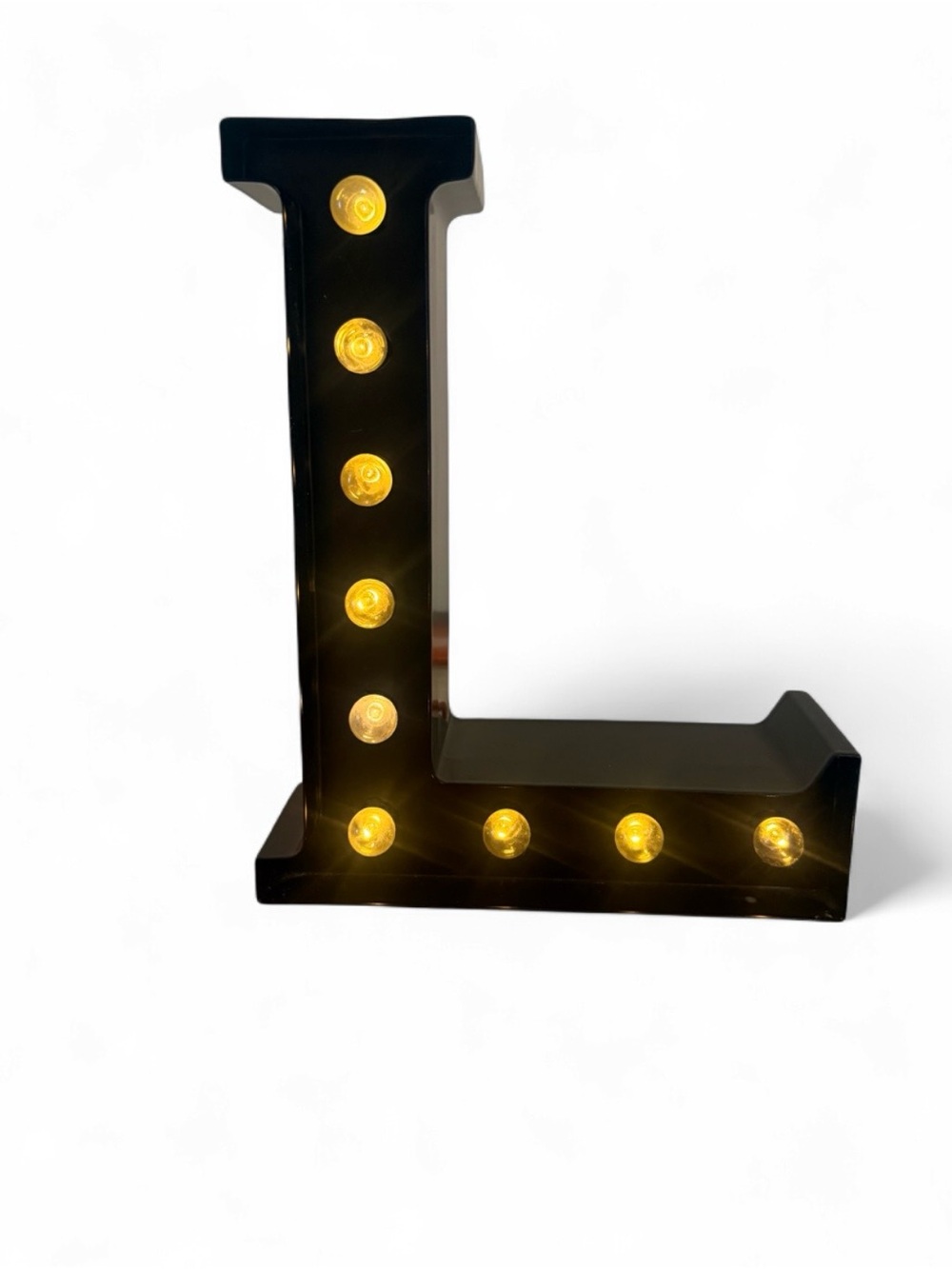 Light-Up Letter 'L' Marquee Sign - Black with Warm Bulbs